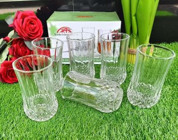 Set of 6 long Diamond glass